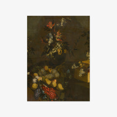 Still Life with Flower Bouquet and Fruit by Jakub Bogdan