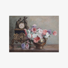 Still Life with Flowers and Clock by Léon Riket
