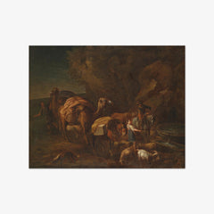 Oriental Landscape with Camel Drivers and Herdsmen by Nicolaes Pietersz Berchem
