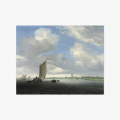 River Landscape with a Wijdship and Other Vessels by Salomon van Ruysdael
