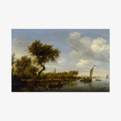 River Landscape with a Church in the Distance by Salomon van Ruysdael