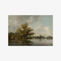 Riverbank with Old Trees by Salomon van Ruysdael