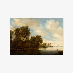 River View with a Man Hunting Ducks by Salomon van Ruysdael
