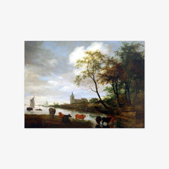 River Landscape with Cattle by Salomon van Ruysdael