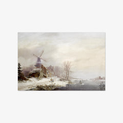 Winter Landscape with Hamlet, Windmill and Figures by Frederik Marinus Kruseman