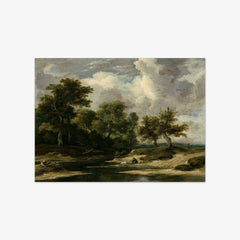 A Wooded River Landscape with a Traveller and Dog by Jacob van Ruisdael