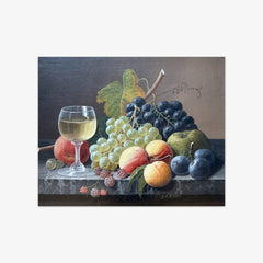 Still Life: Grapes, Peaches, Blueberries, Raspberries, and Apples by Severin Roesen