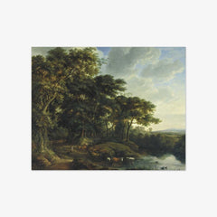Forest Edge with Stream and Herd of Cattle by Simon de Vlieger