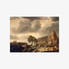A Ship Wrecked off a Rocky Coast by Simon de Vlieger
