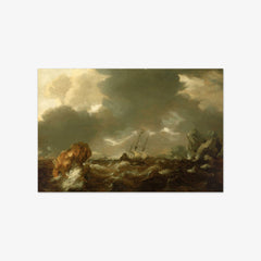 A Dutch Merchant Ship Running Between Rocks in Rough Weather by Willem van de Velde the Younger