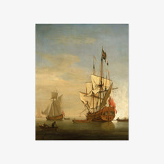An English Sixth-Rate Ship Firing a Salute by Willem van de Velde the Younger