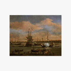 An English Merchant Ship in a Mediterranean Harbour in a Light Breeze with Many Other Vessels by Willem van de Velde the Younger
