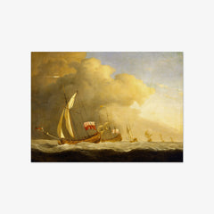 English Royal Yachts at Sea, in a Strong Wind in Company with a Ship Flying the Royal Standard by Willem van de Velde the Younger