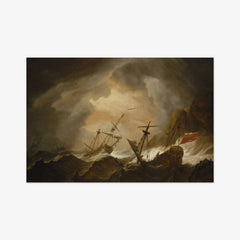 Two English Ships Wrecked in a Storm on a Rocky Coast by Willem van de Velde the Younger