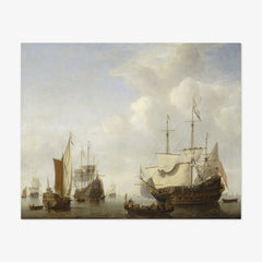 A Dutch Flagship Coming to Anchor with a States Yacht Before a Light Air by Willem van de Velde the Younger