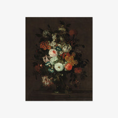Roses, Tulips, Morning Glory and Other Flowers in a Glass Vase on a Ledge by Simon Hardimé