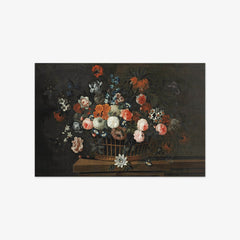 Wicker Basket with Roses, Tulips, Hyacinths and Other Flowers by Simon Hardimé