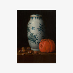 Still Life with Chinese Vase, Hazelnuts and Orange by Simon Luttichuys