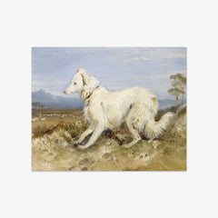 White Collie in a Landscape by Sir Edwin Henry Landseer