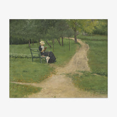 Reading Woman on Garden Bench by Sofie Werenskiold