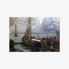 1897 Fördelandschaft with Sailboats by Hans Looschen