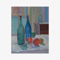 Blue and Green Bottles and Oranges by Spencer Gore