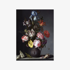 Flowers in a Vase with Shells and Insects by Balthasar van der Ast