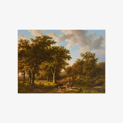 Wilderness Landscape with Herdsmen and Cattle by Barend Cornelis Koekkoek