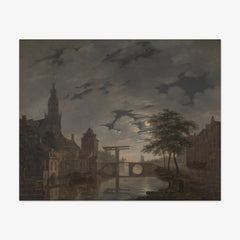 Dutch Town by Moonlight by Bartholomeus Johannes van Hove