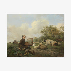 The Painter Himself, Painting in a Meadow Landscape with Cattle by Hendrikus van de Sande Bakhuyzen