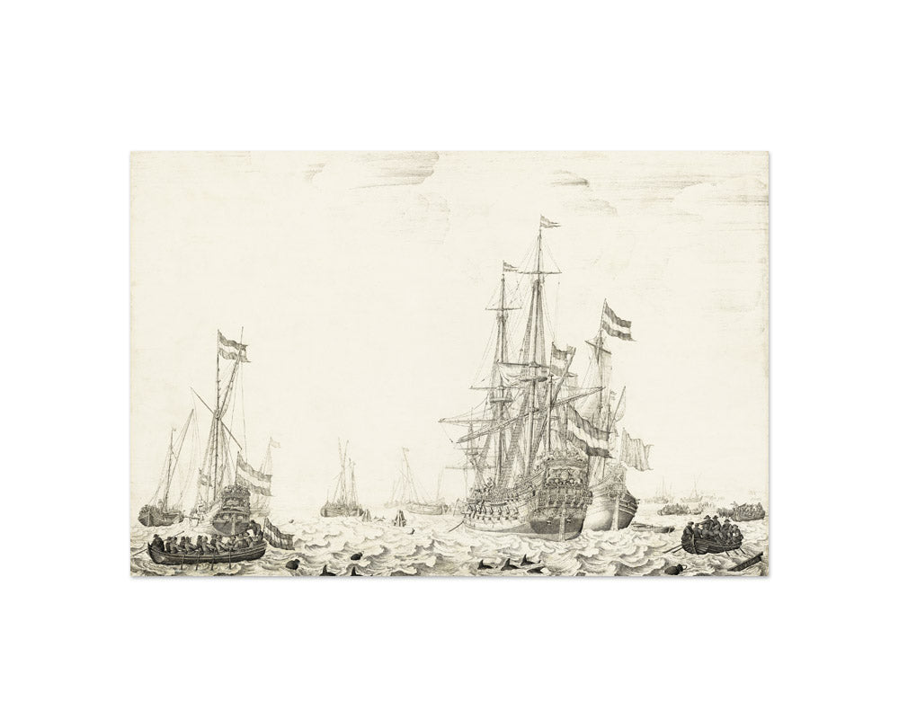 Willem van de Velde the Elder - Dutch Ships near the Coast - Compact / Full Bleed / No Frame - Poster