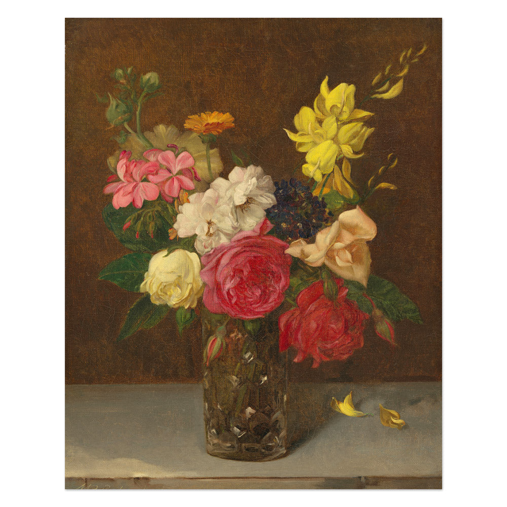 William Perkins Babcock - Flowers in a Cut Glass Vase - Supreme / Full Bleed / No Frame - Poster